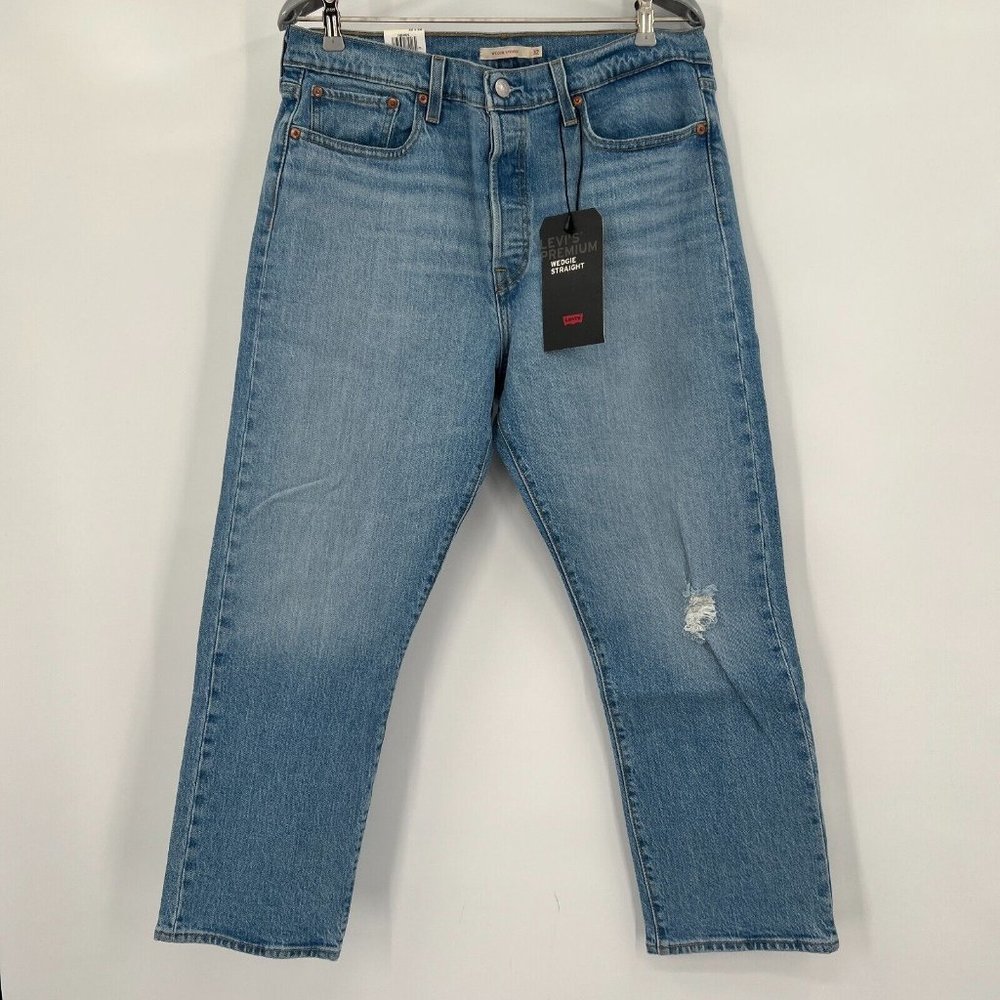 Levi's Women's Wedgie Fit High Rise Straight Leg Jeans Ankle Tango Blue sz 32x26